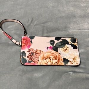 Nine West Pink and Cream Floral Clutch Wristlet